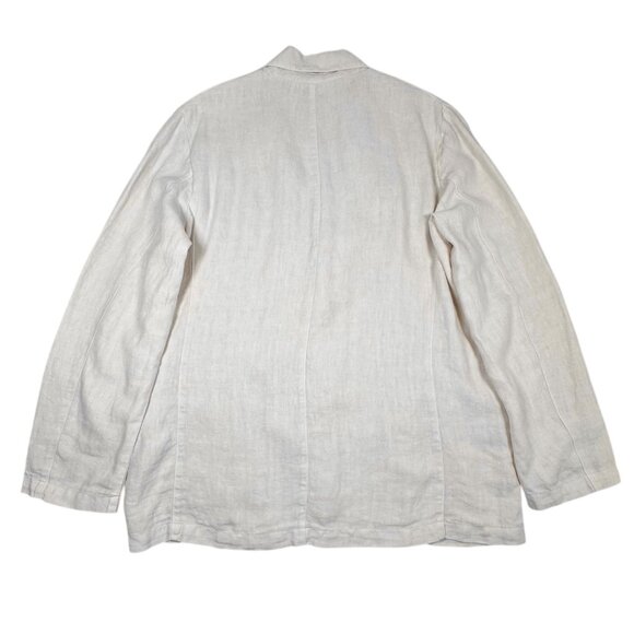 Velvet by Graham & Spencer Lenny Linen Blazer SZ L Cream Relaxed Fit Minimalist - Picture 11 of 12